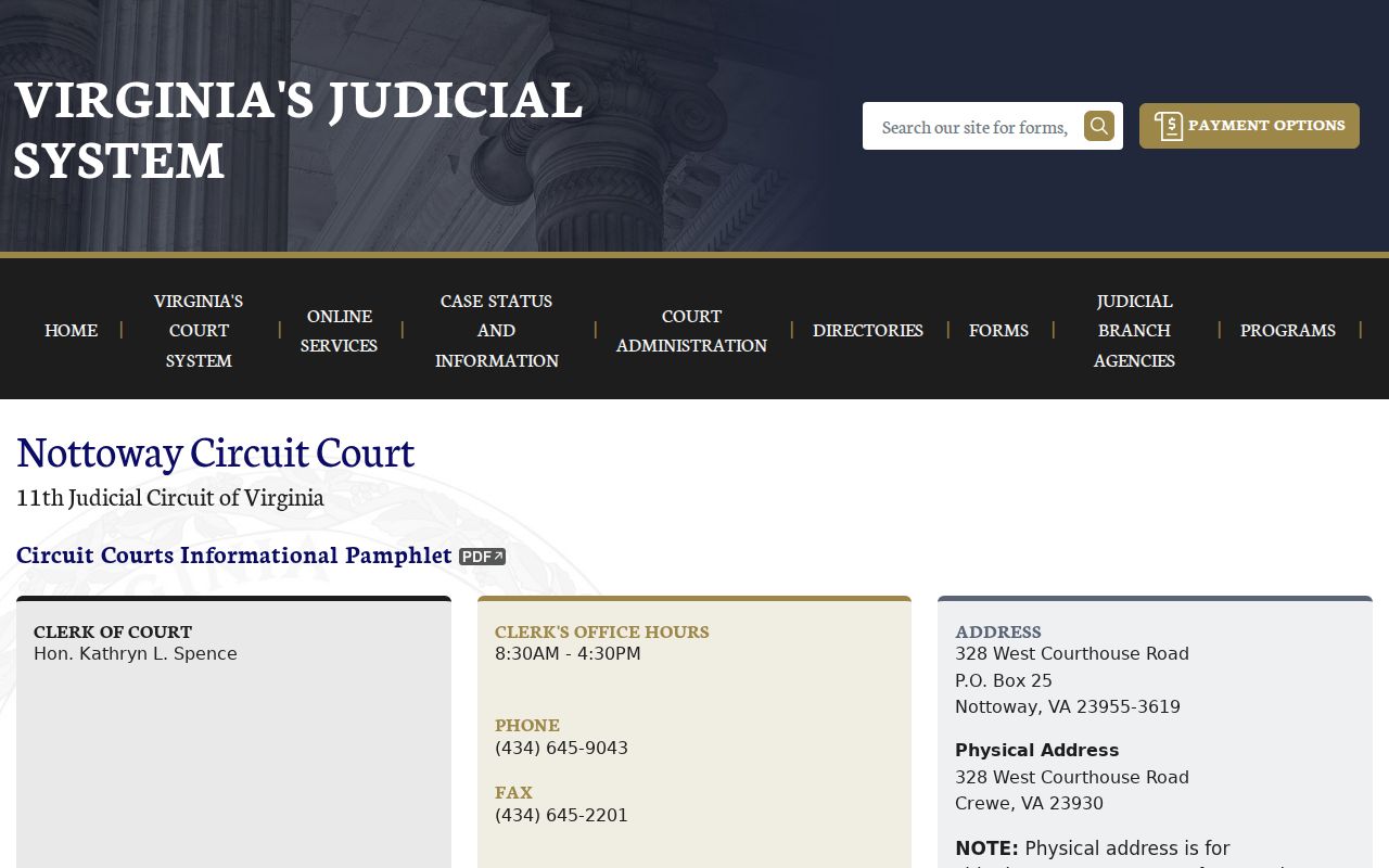 Nottoway County criminal court case information on the official Circuit Court page
