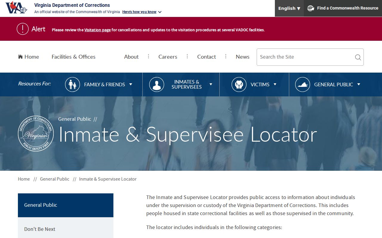 VADOC locator for Nottoway County criminal custody records